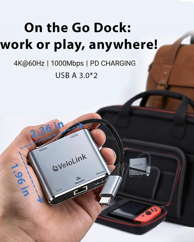 Alt view image 7 of 7 - Switch 2 Dock with ethernet Plug & Play for Nintendo Switch 2 Compatible with the Latest firmware Usbc to HDMI Adapter with LAN 1000mbps for MacBook/Ipad/Laptop (HDMI+ LAN+USBA+PD Charger)