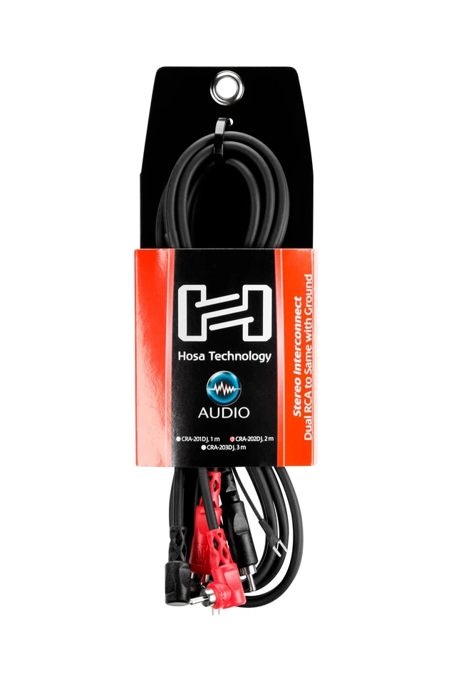 Alt view image 5 of 7 - CRA-202DJ Stereo Interconnect, Dual RCA to Dual Right-Angle RCA with Ground Wire, 6.6 Feet