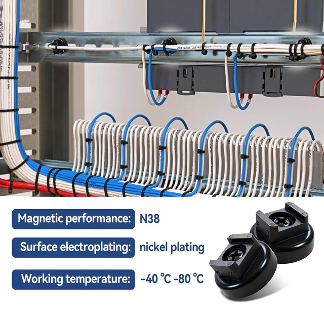 Alt view image 4 of 7 - Magnetic Cable Zip Tie Base, 20MM 15PCS Heavy Duty 18lbs Vertical Tension, Multipurpose Wire Clips Management Holder, For Electrical Cable Wire Organization