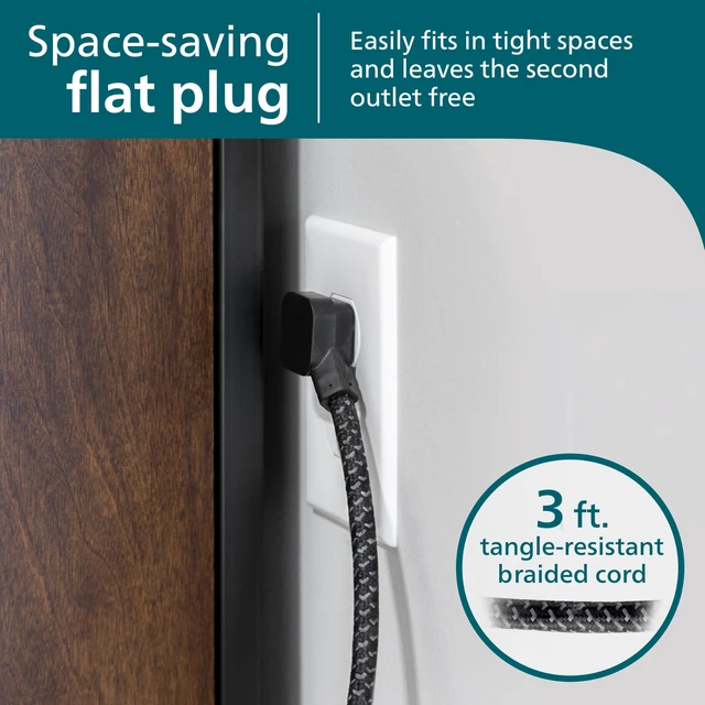 Alt view image 6 of 7 - Surge Protector Power Strips with USB Ports, 3 Ft Braided Extension Cord