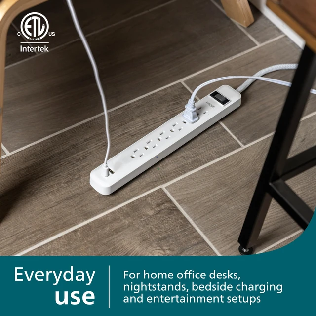 Alt view image 4 of 7 - Surge Protector Power Strips with USB Ports, 3 Ft Braided Extension Cord