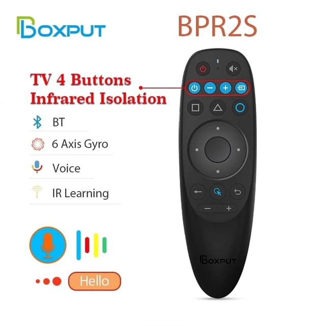 Alt view image 2 of 7 - BPR2S BT Voice Remote Control Air Mouse Remote Control Replacement with 6-Axis Gyro Support IR Learning TV 4 Keys IR Isolation for Android TV Box ATV Devies (Not Included Batteries)