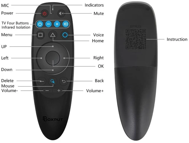 Alt view image 3 of 7 - BPR2S BT Voice Remote Control Air Mouse Remote Control Replacement with 6-Axis Gyro Support IR Learning TV 4 Keys IR Isolation for Android TV Box ATV Devies (Not Included Batteries)