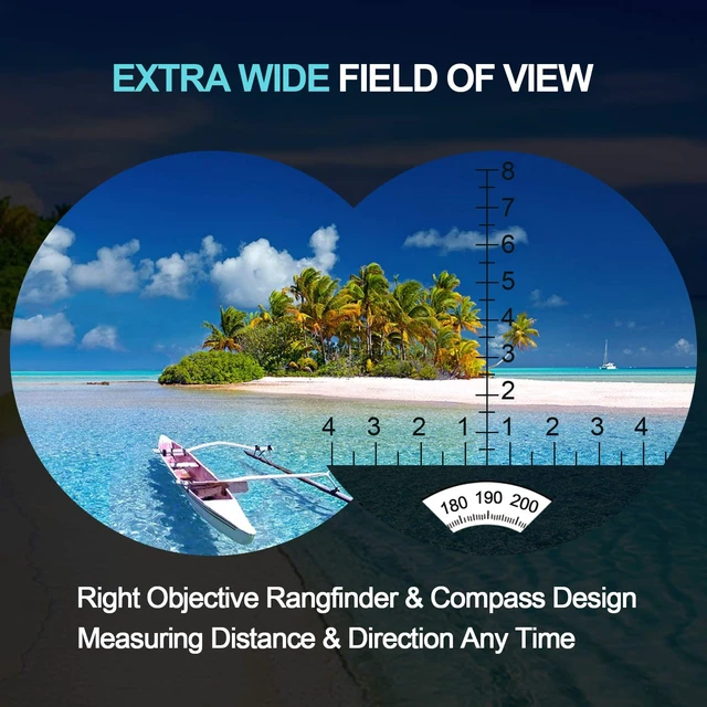 Alt view image 5 of 7 - 10X50 Marine Binoculars Adults Waterproof Rangefinder Compass Sealed Against Rain, Splash, HumidityBAK4 + FMC Anti-ReflectiveLow Light, Dawn, DuskBird Watching Hunting Scope