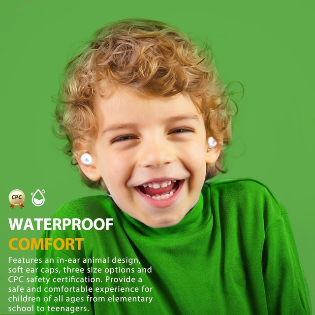 Alt view image 6 of 7 - Kids Wireless Earbuds, 85dB Volume Limited, Frog Bluetooth Earbuds for Kids ages 7+, Waterproof, Touch Controls, with Mic, School, Travel, Christmas Birthday Gifts for Kids