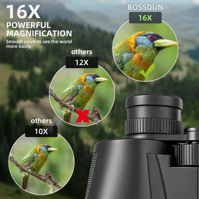 Alt view image 2 of 7 - 16x50 Binoculars for Adults High Powered, Professional Optics Binoculars for Bird Watching with Low Light Night Vision, HD FMC BAK4 Prism Lens, Waterproof & Fogproof for Hunting/Traveling