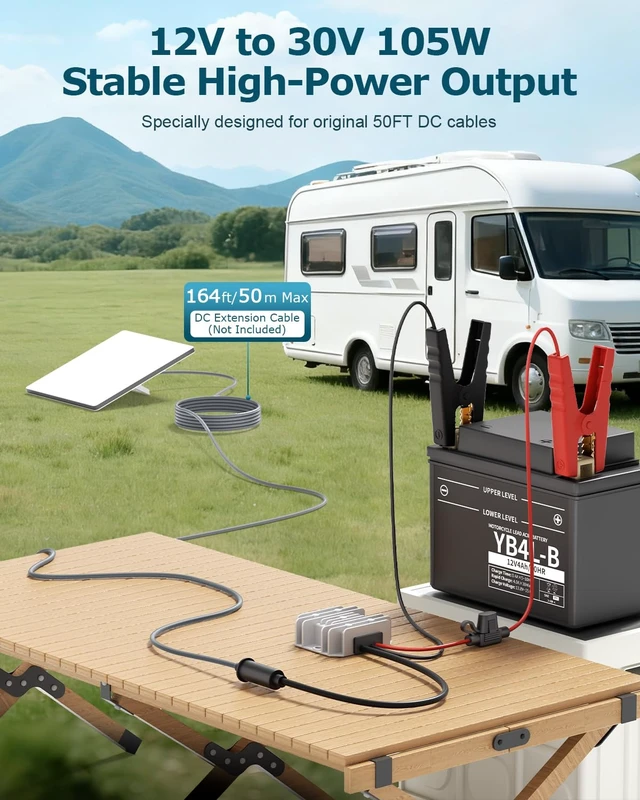Alt view image 3 of 7 - Starlink Mini Power Supply 12V to 30V 3.5A DC Direct Battery Adapter Boost Waterproof Power Converter with Fuse, Alligator Clips & DC Female Plug, Conversion Kit for Car, RV & Off-Grid System