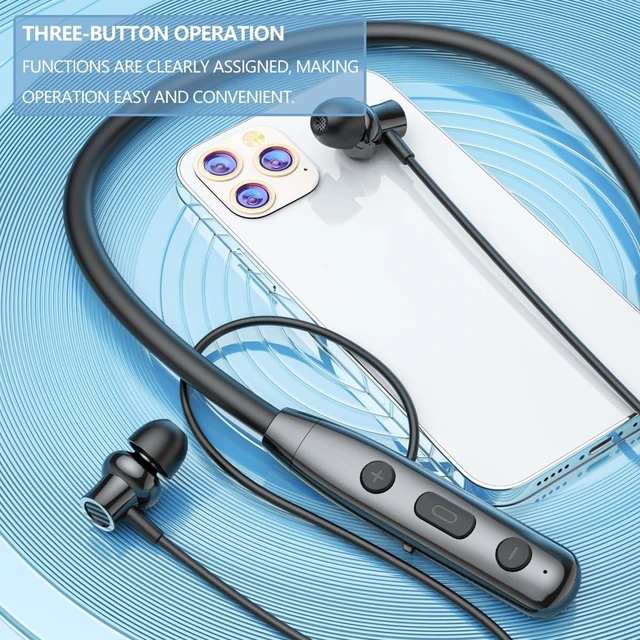 Alt view image 2 of 7 - Neckband Bluetooth Earphone, 50 Hours Playback time (Black) Wireless sports earphone with microphone Bluetooth headphones, in-ear headphonesSuitable for outdoor sports