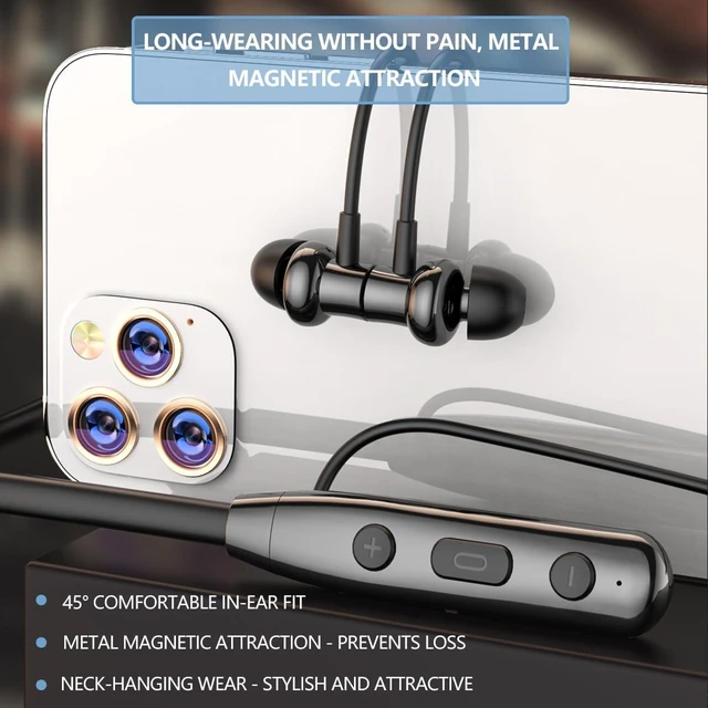 Alt view image 4 of 7 - Neckband Bluetooth Earphone, 50 Hours Playback time (Black) Wireless sports earphone with microphone Bluetooth headphones, in-ear headphonesSuitable for outdoor sports