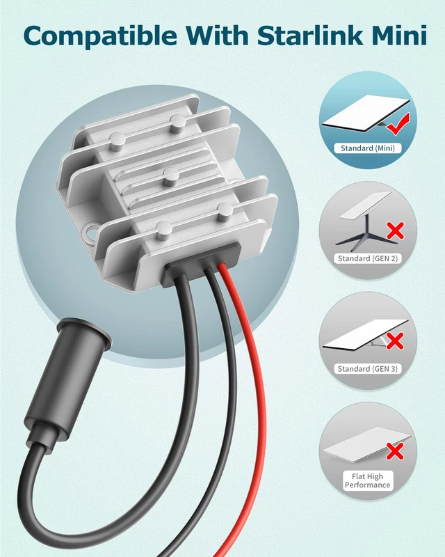 Alt view image 4 of 7 - Starlink Mini Power Supply 12V to 30V 3.5A DC Direct Battery Adapter Boost Waterproof Power Converter with Fuse, Alligator Clips & DC Female Plug, Conversion Kit for Car, RV & Off-Grid System