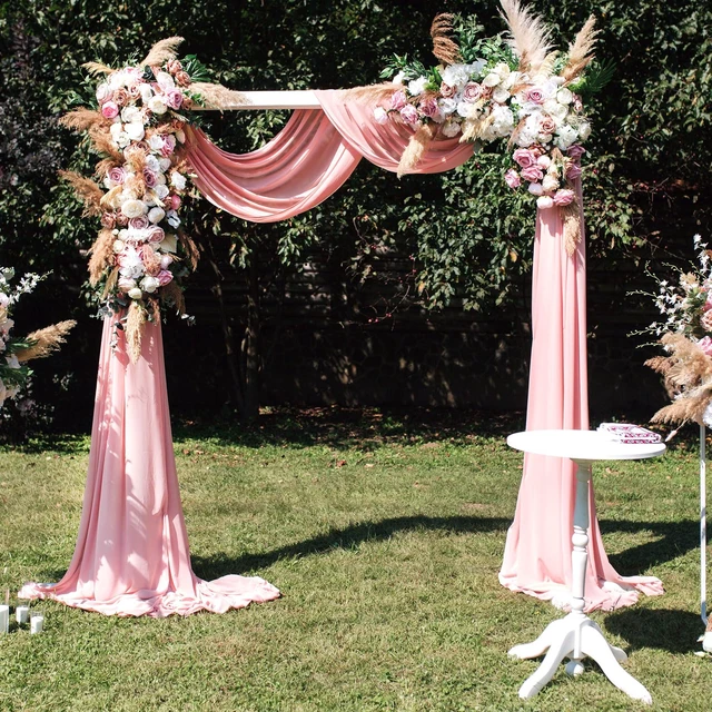 Alt view image 4 of 7 - Wedding Arch Draping Fabric, Extra Long Freely Cut Boho Gauze Backdrop Curtains for Table Runner Wedding Backgrounds Arch Ceremony Ceiling Table Decors(Blush Pink,3 x 100ft,Cheesecloth)