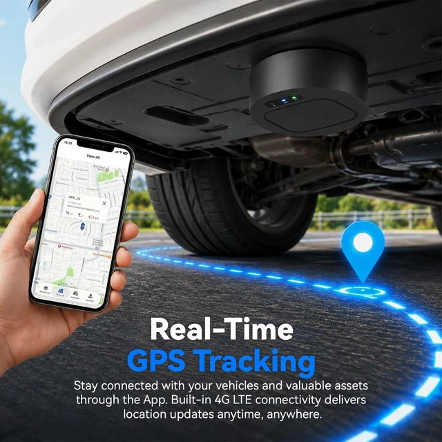 Alt view image 3 of 7 - GPS Tracker for Vehicles, Real-Time Car GPS Tracker with Long Battery Life, 4G LTE, Hidden Magnetic Design, Geofence Alerts, Route History, IP67 Waterproof, Bulit-in SIM Card, Subscription Required