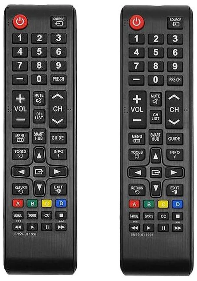 Main image of Two Universal Remote Controls Suitable for Samsung Remote Control for Smart TV and Replacement Durable and Sleek Remote with IR Technology, 2 AAA Batteries not Included - (2 Pack)