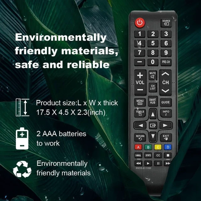 Alt view image 6 of 7 - Two Universal Remote Controls Suitable for Samsung Remote Control for Smart TV and Replacement Durable and Sleek Remote with IR Technology, 2 AAA Batteries not Included - (2 Pack)