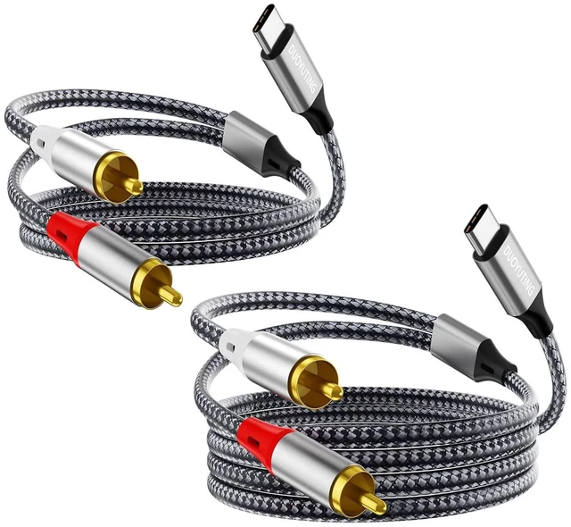Main image of 2-in-1 Combo USB-C to RCA Audio Cable 3.3FT & 6.6FT with DAC Chip, Hi-Fi Digital to Analog Adapter Cable for iPhone,Smartphones, Tablets, Laptops, Gaming Consoles to Stereo System