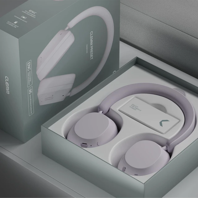 Alt view image 6 of 7 - Preset Wireless Over-Ear Headphones, 95H Playtime, Bluetooth, 40mm Drivers, Built-in Mic, Memory Foam Earcups, Aux Cable Included, Foldable Design, Lavender