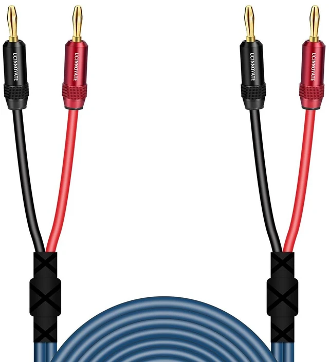 Alt view image 2 of 7 - 2 Pack Bi-Wire Speaker Cable with Gold Plated Banana Plugs, 13 AWG HiFi OFC Audio Terminal Speaker Wire for Sound System Home Theater, Bi-Amp, Subwoofer, Audiophile(1.5m / 4.9FT)