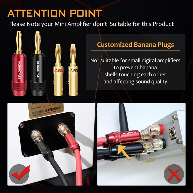 Alt view image 7 of 7 - 2 Pack Bi-Wire Speaker Cable with Gold Plated Banana Plugs, 13 AWG HiFi OFC Audio Terminal Speaker Wire for Sound System Home Theater, Bi-Amp, Subwoofer, Audiophile(1.5m / 4.9FT)