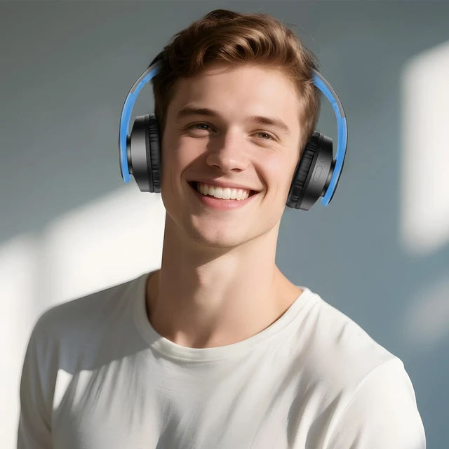 Alt view image 2 of 6 - Bluetooth Headphones Wireless, Over Ear Stereo Wireless Headset 40H Playtime with deep bass, Soft Memory-Protein Earmuffs, Built-in Mic Wired Mode PC/Cell Phones/TV-Black/Blue