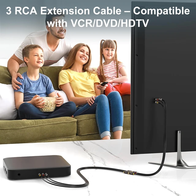 Alt view image 3 of 7 - AV Extension Cable, Gold Plated Copper Shell Heavy Duty 3 RCA Male to Female Stereo Audio Video Extension Cable, Composite Extension Video Cord for DVD, CD, TV, 3 Feet/0.9 Meter (Pack of 2)