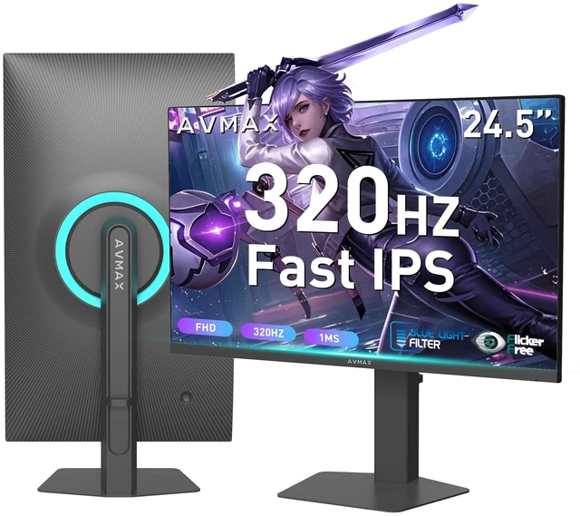 Main image of 24.5 Inch Gaming Monitor 320Hz/300Hz/240Hz,FHD1920X1080 Fast IPS,Adaptive FreeSync,90% DCI-P3,HDR400 Support,ErgoStand 2XDP1.4&2XHDMI2.0,M253B