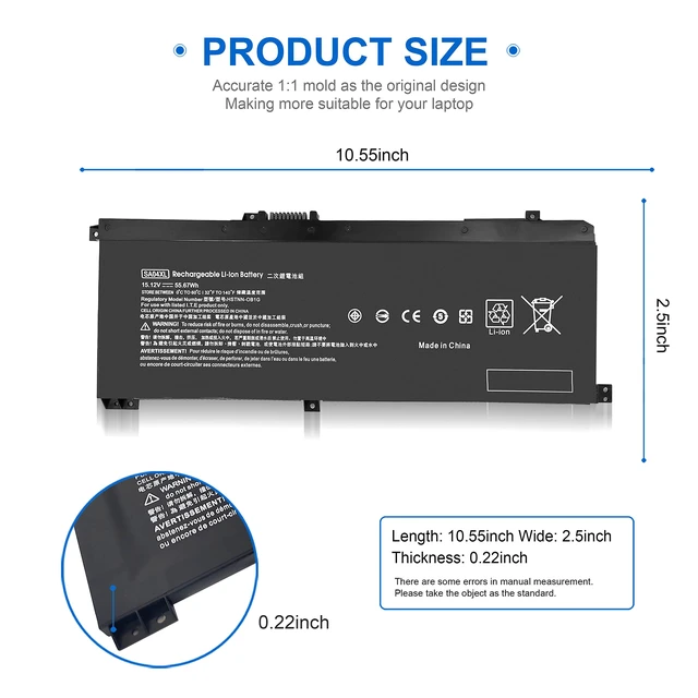 Alt view image 5 of 7 - 55.67Wh SA04XL L43267-005 Laptop Battery for HP Envy X360 15-DR 15-DR0010TX 15-DS 15M-DS 17-CG 17M-CG 15M-DR 15m-dr1xxx 15m-dr1012dx 15m-dr0012dx 15m-dr0011dx 15m-ds0011dx 15t-dr100 L43248-AC2