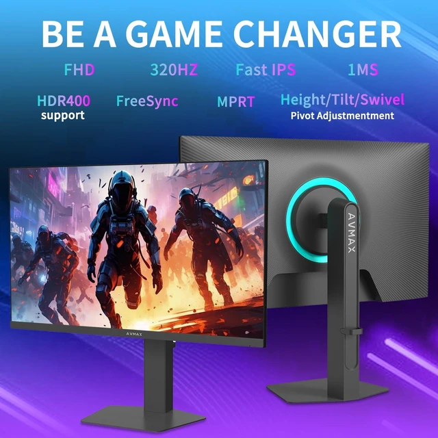 Alt view image 2 of 7 - 24.5 Inch Gaming Monitor 320Hz/300Hz/240Hz,FHD1920X1080 Fast IPS,Adaptive FreeSync,90% DCI-P3,HDR400 Support,ErgoStand 2XDP1.4&2XHDMI2.0,M253B