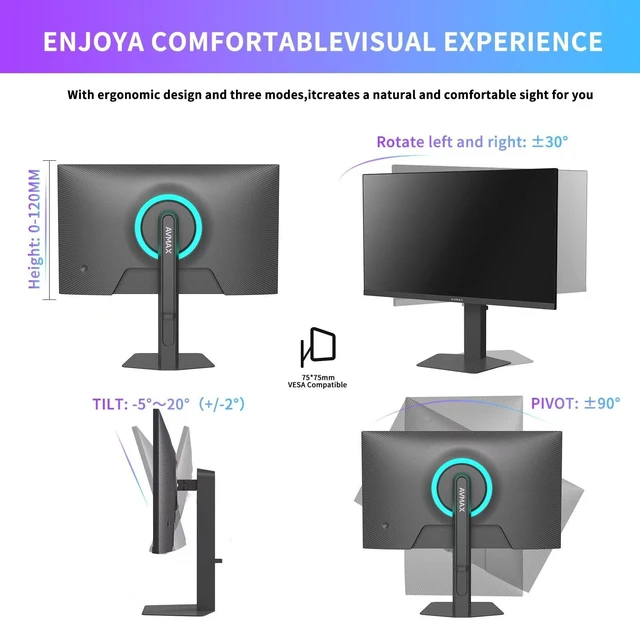 Alt view image 6 of 7 - 24.5 Inch Gaming Monitor 320Hz/300Hz/240Hz,FHD1920X1080 Fast IPS,Adaptive FreeSync,90% DCI-P3,HDR400 Support,ErgoStand 2XDP1.4&2XHDMI2.0,M253B
