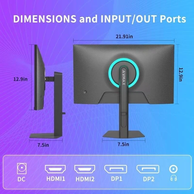 Alt view image 7 of 7 - 24.5 Inch Gaming Monitor 320Hz/300Hz/240Hz,FHD1920X1080 Fast IPS,Adaptive FreeSync,90% DCI-P3,HDR400 Support,ErgoStand 2XDP1.4&2XHDMI2.0,M253B