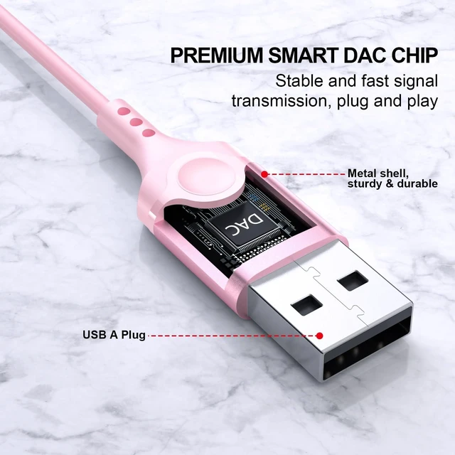 Alt view image 5 of 7 - USB Earbuds Wired with Microphone for PC 7.5 Ft Cable, Pink USB Headset for School Computer Class, Wired USBA Headphone with Mic Stereo Cord Laptop Earphone for HP/Dell/Surface Meeting