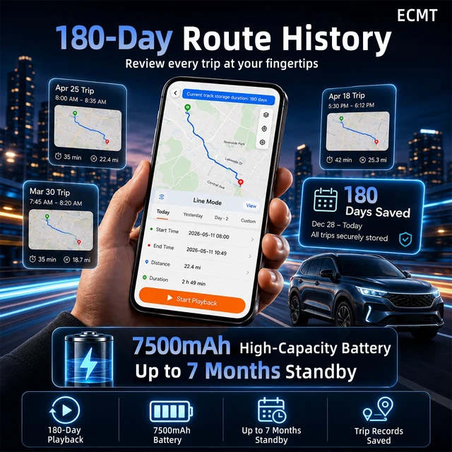 Alt view image 3 of 7 - GPS Tracker for Vehicles, Hidden Magnetic Car Tracker, Long Battery Life, Real-Time Tracking, Waterproof GPS Tracker for Cars & Assets, Subscription Required