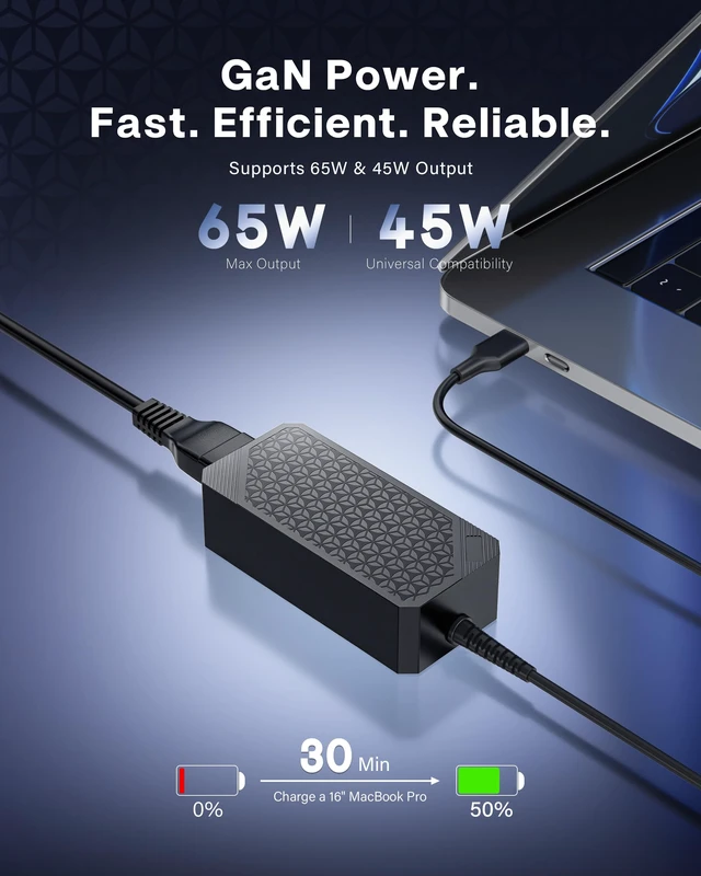 Alt view image 3 of 7 - Universal 65W USB C Laptop Charger Compatible with HP Chromebook, Lenovo for Dell, AcerAsus, Samsung, Google and More Chromebook Type C Power AC Adapter (Black)