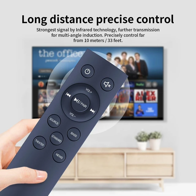 Alt view image 4 of 6 - New NS-HTSB22 Replacement Remote Control for Insignia Soundbar NS-HTSB22 NS-SBAR21F20