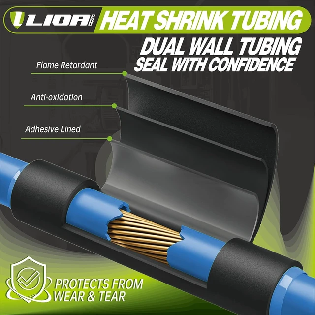 Alt view image 4 of 7 - 1/4 Inch Heat Shrink Tubing Adhesive Lined - 50ft Bulk Spool 3:1 Ratio Dual Wall Shrink Wrap - Marine Grade Waterproof Insulation for Automotive, Boat, and Electrical DIY - Black