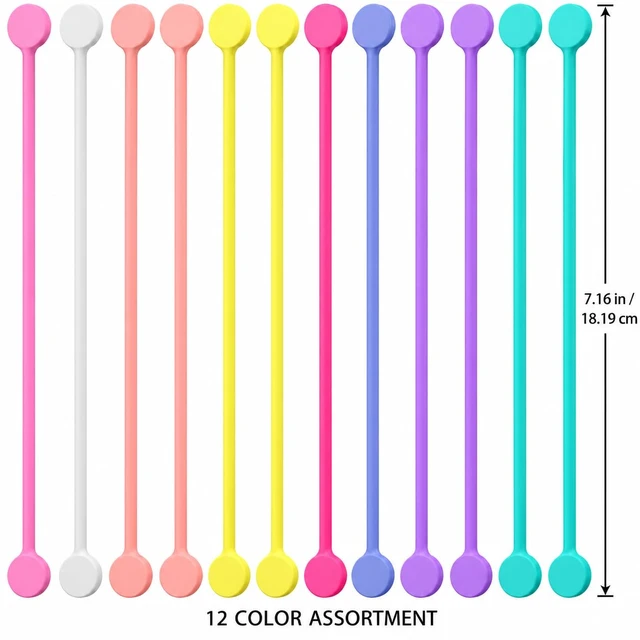 Alt view image 3 of 7 - 12 Pack Reusable Silicone Magnetic Cable Ties, Bundling and Organizing, Holding Stuff, Book Markers, Fridge Magnets, Multi Color