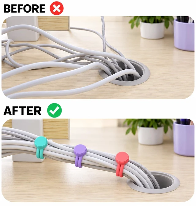 Alt view image 5 of 7 - 12 Pack Reusable Silicone Magnetic Cable Ties, Bundling and Organizing, Holding Stuff, Book Markers, Fridge Magnets, Multi Color