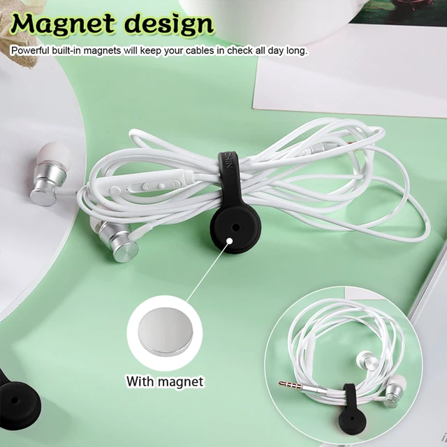 Alt view image 4 of 7 - 10-Pack Magnetic Cable Ties for Cords, Reusable Silicone Cord Ties Reusable Cord Ties,Magnetic Twist Ties for Bundling Earphone, Phone Charger,Cord Wraps for Home,Office,Kitchen (5 Colors)