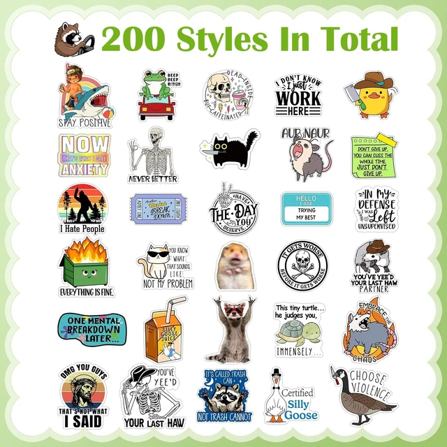 Alt view image 3 of 7 - 400 Pcs Funny Stickers for Adults, Sarcastic Style Waterproof Vinyl, Meme Decal, Dirty Humor Adult Love, Durable Adhesive, Water Bottles, Laptop, Phone, Journal Scrapbook Decor