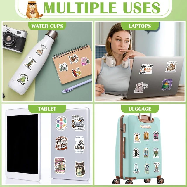 Alt view image 6 of 7 - 400 Pcs Funny Stickers for Adults, Sarcastic Style Waterproof Vinyl, Meme Decal, Dirty Humor Adult Love, Durable Adhesive, Water Bottles, Laptop, Phone, Journal Scrapbook Decor
