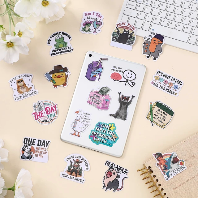 Alt view image 5 of 7 - 400 Pcs Funny Stickers for Adults, Sarcastic Style Waterproof Vinyl, Meme Decal, Dirty Humor Adult Love, Durable Adhesive, Water Bottles, Laptop, Phone, Journal Scrapbook Decor