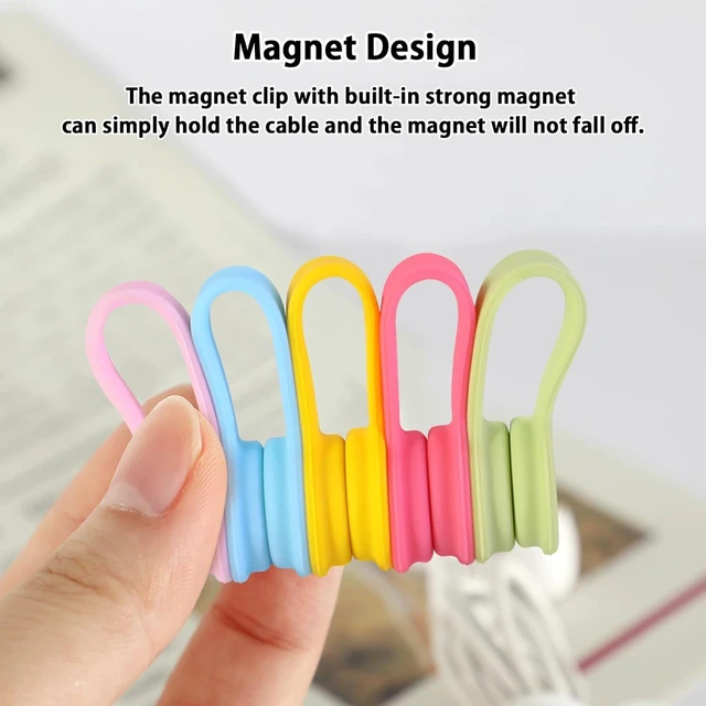 Alt view image 5 of 7 - 10-Pack Silicone Magnetic Cable Ties for Cords,Magnetic Cord Ties Reusable Cord Ties,Magnetic Twist Ties for Bundling Earphone, Phone Charger,Cord Wraps for Home,Office,Kitchen(Macaron Color)