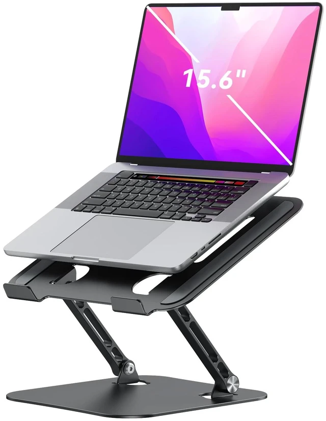 Main image of Adjustable Laptop Stand Riser Foldable Aluminum Laptop Stand for Desk Ergonomic Design, Compatible with 10-17.3" Laptops, Adjustable Height and Angle, Portable, Anti-Slip, Office Desk Accessories
