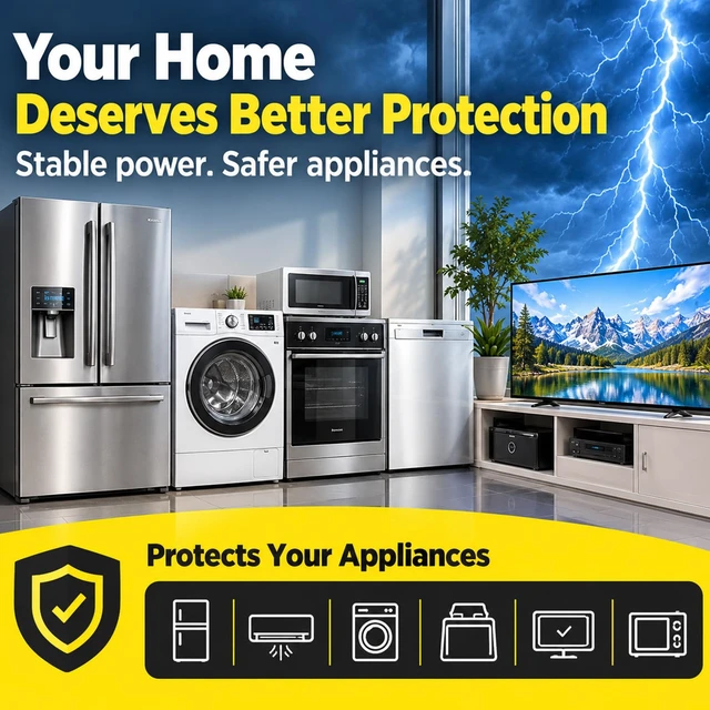 Alt view image 5 of 7 - Surge Protector for Refrigerator 110V 15A 1650W, Brownout Power Suppressor Voltage Protector with Delay Function, Indicator Light, Adjustable Minimum Voltage Capacity, 140 Joules, Protect TV/PC/AC