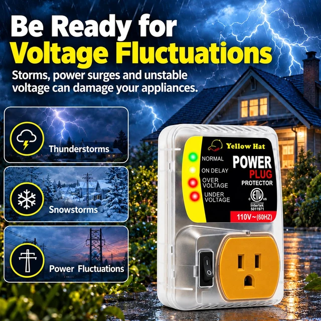 Alt view image 4 of 7 - Surge Protector for Refrigerator 110V 15A 1650W, Brownout Power Suppressor Voltage Protector with Delay Function, Indicator Light, Adjustable Minimum Voltage Capacity, 140 Joules, Protect TV/PC/AC