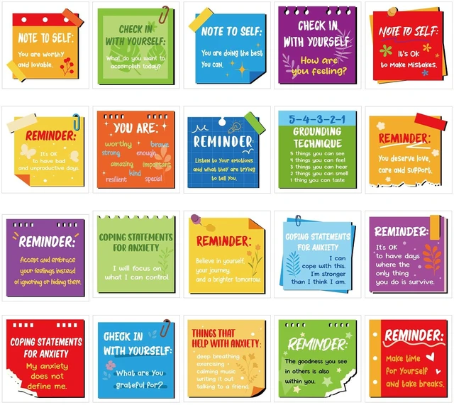 Main image of 300 Pcs Motivational Mental Health Affirmation Stickers, Rainbow Color Affirmation Station Mirror Stickers, Motivational Bulletin Board for Classroom, Growth Mindset Wall Decor for Back to School