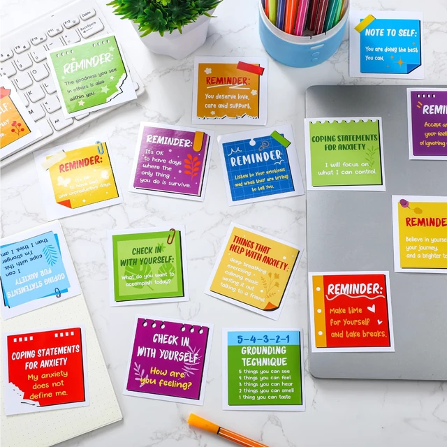 Alt view image 4 of 6 - 300 Pcs Motivational Mental Health Affirmation Stickers, Rainbow Color Affirmation Station Mirror Stickers, Motivational Bulletin Board for Classroom, Growth Mindset Wall Decor for Back to School
