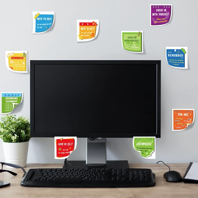 Alt view image 5 of 6 - 300 Pcs Motivational Mental Health Affirmation Stickers, Rainbow Color Affirmation Station Mirror Stickers, Motivational Bulletin Board for Classroom, Growth Mindset Wall Decor for Back to School