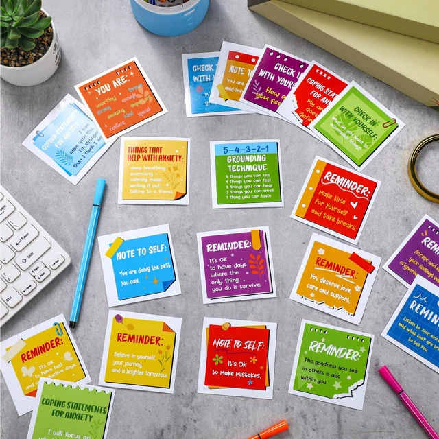 Alt view image 3 of 6 - 300 Pcs Motivational Mental Health Affirmation Stickers, Rainbow Color Affirmation Station Mirror Stickers, Motivational Bulletin Board for Classroom, Growth Mindset Wall Decor for Back to School