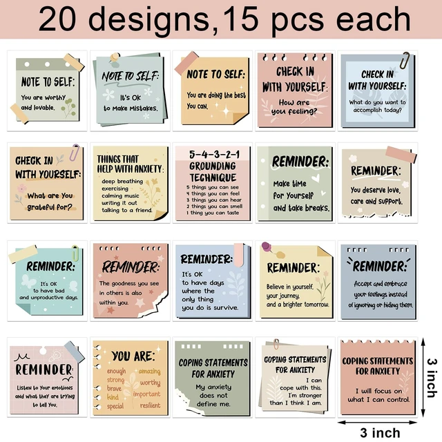 Alt view image 2 of 6 - 300 Pcs Motivational Mental Health Affirmation Stickers, Warm Color Mental Health Awareness Items, Positive Laptop Bottle Decor, Feelings Sticker, Mindfulness Training Gift for Adults Employees