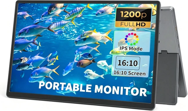 Main image of Portable Monitor, 13.3 Inch, 1200P IPS Display, Zero Frame, USB-C and HDMI, for Laptop, PC, Mac, PS, Xbox, Nintendo Switch